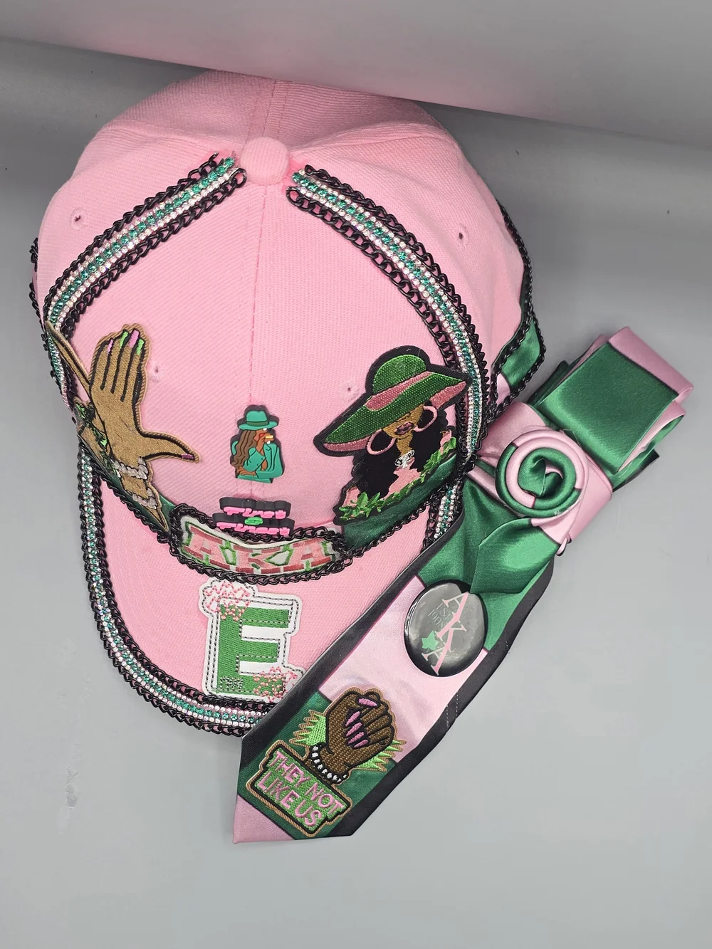 AKA Sorority Hat and Tie NECKLACE SET.